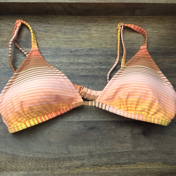 aerie Other - Aerie Orange and Yellow Striped Bikini Top